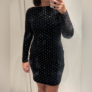 Elegant Black Velvet Dress w/ rhinestones